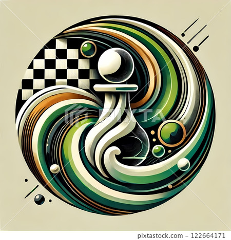 Modern Artistic Chess Club Logo with dynamic shapes and subtle gradients in shades of green, black, and gold Modern Artistic Chess Club Logo with dynamic shapes and subtle gradients in shades of green, black, and gold 122664171