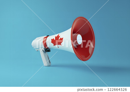 megaphone with the canadian flag, generative AI 122664326