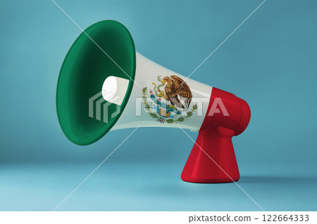 megaphone with the mexican flag, generative AI 122664333