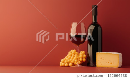 Vibrant Banner Showcasing Premium Wine and Cheese Arrangement 122664388