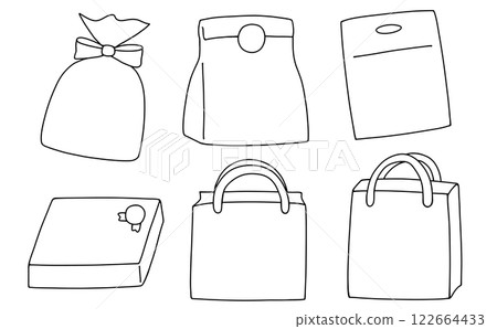 Loose and simple bag set 1 without text Line drawing 122664433