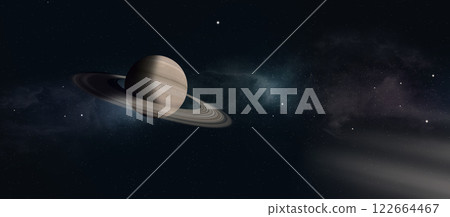 Space illustration of gas giant with rings Space illustration of gas giant with rings 122664467