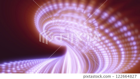 Abstract image of a fluid wave pattern in shades of purple with a glowing, dynamic effect, resembling a smooth flow or energy pulse in a futuristic setting 122664827
