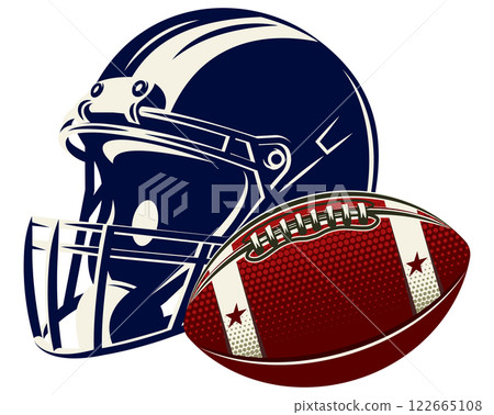 American Football Helmet and Ball American Football Helmet and Ball 122665108