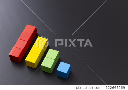 Graph made of building blocks on black background Graph made of building blocks on black background 122665269