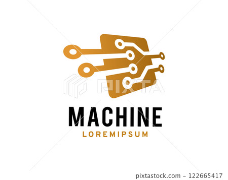 Circuit machine logo symbol or icon template Circuit machine logo symbol or icon template 122665417
