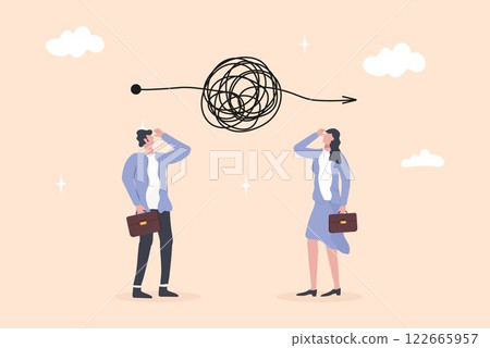 Minimalist vector illustration representing a complicated problem, complexity, or difficulty in decision-making. Minimalist vector illustration representing a complicated problem, complexity, or difficulty in decision-making. 122665957