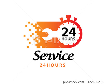 Service 24 hours logo symbol or icon template 122666216