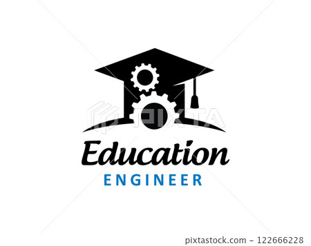 Graduation hat and gear technology logo symbol or icon template 122666228