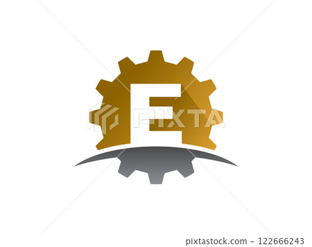 Letter E Gear Technology logo or symbol template design 122666243