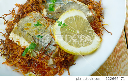 Hake with Bayonne Ham 122666471
