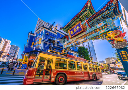 Yokohama cityscape in Japan. View of Yokohama Chinatown, Chaoyangmon Gate, and Akaikutsu, where the blue dragon appeared. A ray of hope = February 6, 2025 Yokohama cityscape in Japan. View of Yokohama Chinatown, Chaoyangmon Gate, and Akaikutsu, where the blue dragon appeared. A ray of hope = February 6, 2025 122667082