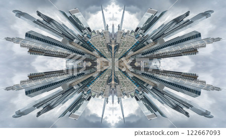 london skyline abstract tiny planet pattern 122667093