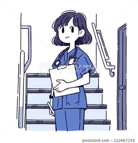 Illustrations of nurses and healthcare professionals 122667158