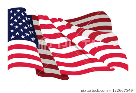 USA waving flag. American national symbol isolated on white background. Banner design element USA waving flag. American national symbol isolated on white background. Banner design element 122667549