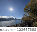 Lake and scenery with autumn leaves starting to change color 122667668