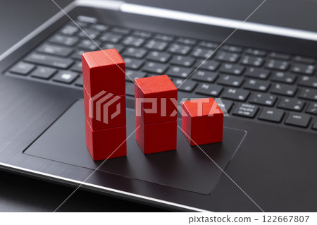 Laptop and building blocks graph 122667807