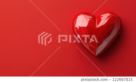 Bold Graphic Design of a Vibrant Red Heart Symbol with Overlays 122667815