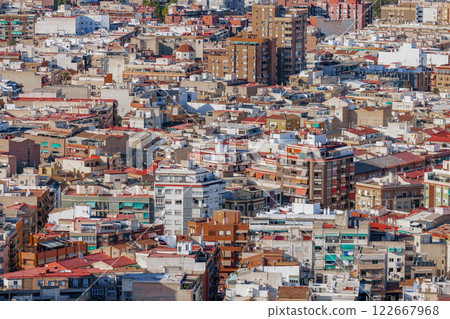 Aerial view of european city with apartments and houses 122667968
