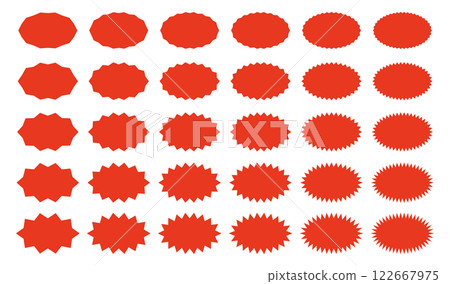 Jagged oval vector illustration material 30 types set transparent background red Jagged oval vector illustration material 30 types set transparent background red 122667975