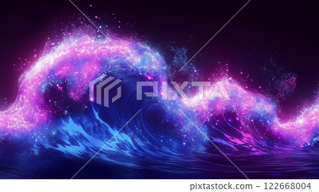 Neon colored waves, ocean 122668004