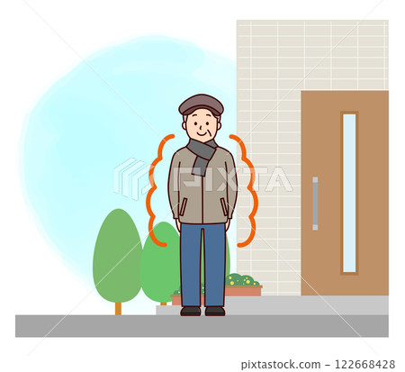 一位老人外出穿得暖和 一位老人外出穿得暖和 122668428