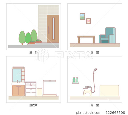 家庭內外各房間的背景 122668508