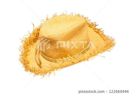 Brown Straw Hat Isolated On White Background. Brown Straw Hat Isolated On White Background. 122668946
