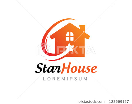 House and star logo symbol or icon template 122669157