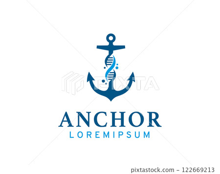 Anchor and DNA or science logo symbol or icon template 122669213