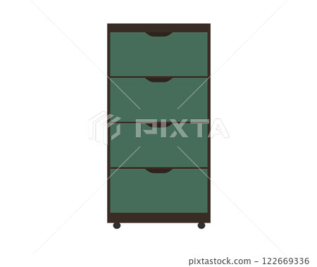 Metal green business working handle file organizer, drawer retro style office interior design 122669336