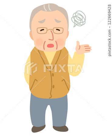 Elderly man, facial expression pose, senior, elderly, late elderly Elderly man, facial expression pose, senior, elderly, late elderly 122669428