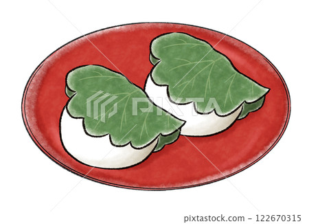 紅盤子上放著兩個柏餅 紅盤子上放著兩個柏餅 122670315