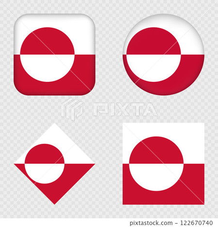 Greenland Flag Icons Pack. Vector illustration. Greenland Flag Icons Pack. Vector illustration. 122670740
