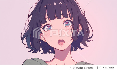 一個女人帶著驚訝表情的插圖(AI 生成的圖像) 一個女人帶著驚訝表情的插圖(AI 生成的圖像) 122670766