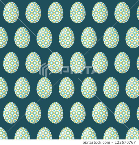 Seamless repeating pattern of colored Easter eggs. 122670767
