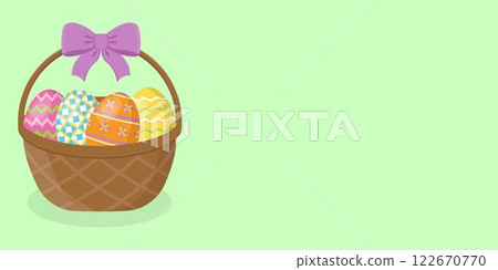 Empty background with Easter basket on the side. 122670770