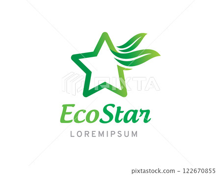 Star and leaf logo symbol or icon template 122670855