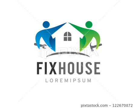 Fix house or house care logo symbol or icon template Fix house or house care logo symbol or icon template 122670872