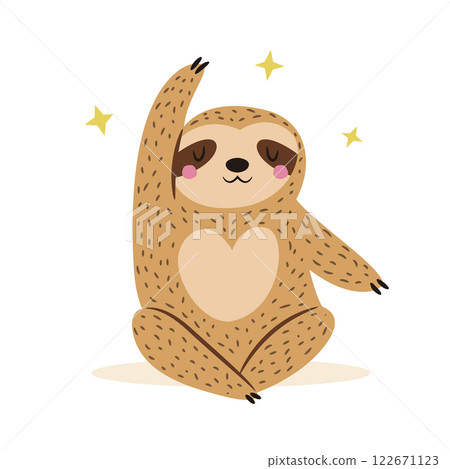 Vector illustration of cute sloth character doing yoga 122671123