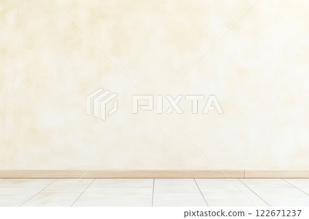 Simple interior space with light beige walls and tiled floor suitable for various uses 122671237