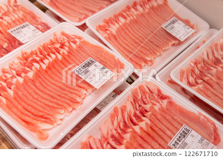 超市內陳列的肉類貨架（已獲得財產釋放） 122671710