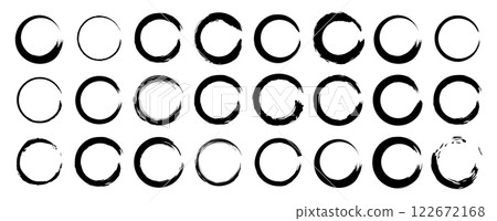 Brush stroke hand drawn grunge circle set Brush stroke hand drawn grunge circle set 122672168