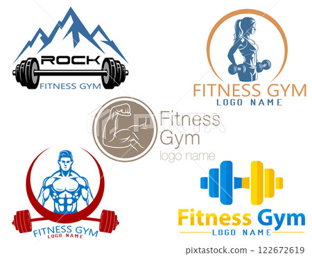 fitnessgym logo creative and original for your business or company set logotype vector illustration 122672619
