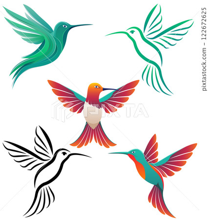 hummingbird beautiful little bird stylish logo for your business set logotype vector illustration hummingbird beautiful little bird stylish logo for your business set logotype vector illustration 122672625