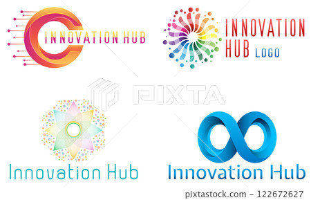 innovative hub logo creative and original for your business or company set logotype vector illustration 122672627