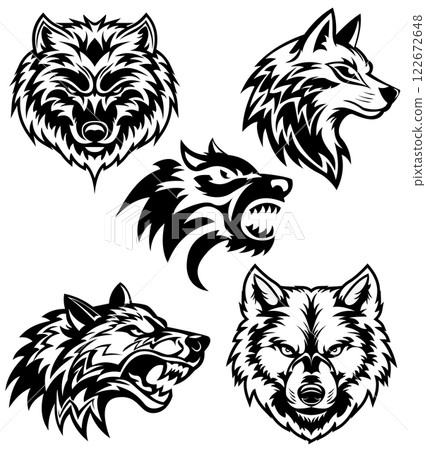 wolf logo creative and original for your business or company set logotype vector illustration 122672648
