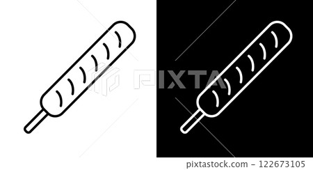 法蘭克福香腸圖示插圖/路徑可編輯/黑白 法蘭克福香腸圖示插圖/路徑可編輯/黑白 122673105