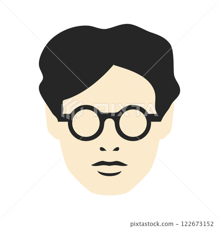 Abstract isolated minimalist portrait of a male face in eyeglasses. Man in glasses icon. Vector illustration 122673152