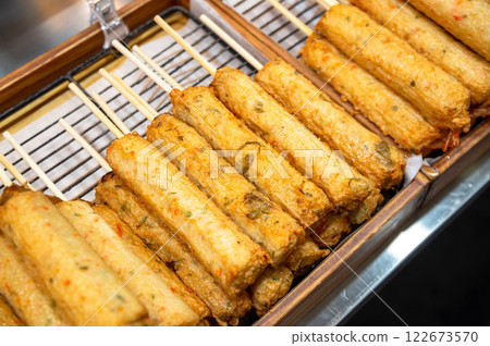 korean traditional street food. fish cake korean traditional street food. fish cake 122673570